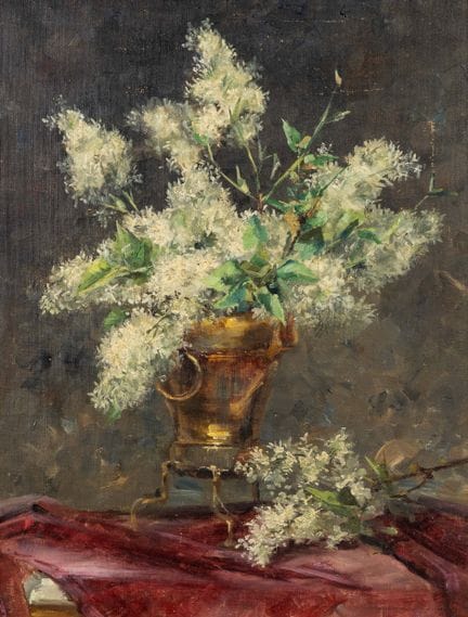埃尔维尔·科伊斯内（1873–1956）等人，《带丁香的花卉静物》，布面油画。



布面油画。

