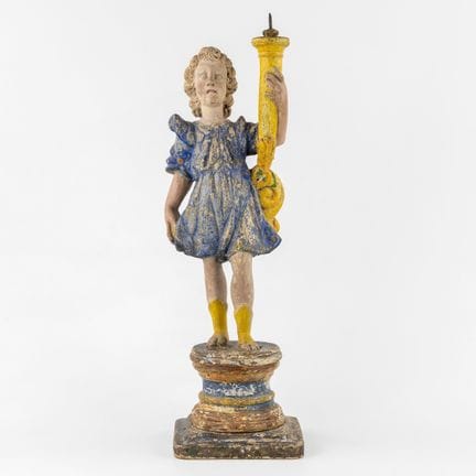 Un bougeoir baroque ou « ceroferario », en bois sc