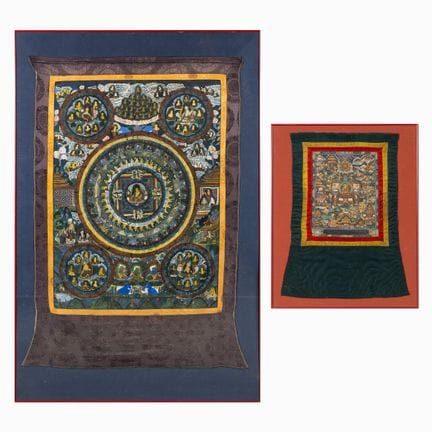 Deux thangkas bouddhistes représentant des mandala