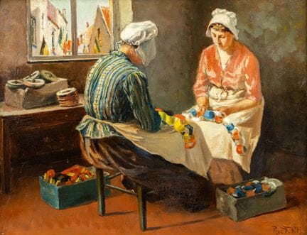 普罗斯·德·维特（1862–1951），《庆祝活动的筹备》，木板油画。



木板油画。

右下角有