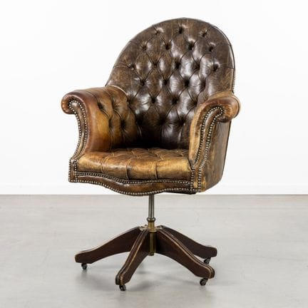 Sedia da ufficio girevole, stile Chesterfield, in 