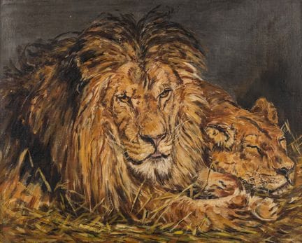 盖扎·瓦斯塔格（Géza Vastagh，1866–1919）作品，《休憩》或《英国雄狮》，油画布裱