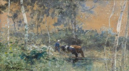 Maurice Hagemans (1852–1917) « Vaches à l'abreuvoi