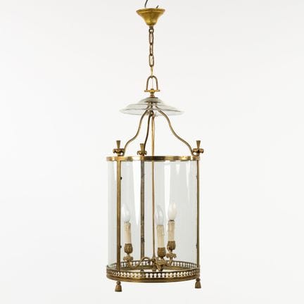 Lanterne d'entrée ancienne avec verre cylindrique,