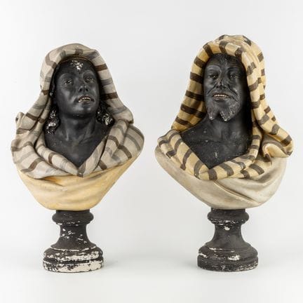 A Pair of Orientalist busts of a man and a woman, 