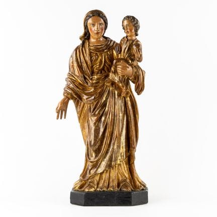 Vierge à l'Enfant, sculpture ancienne, bois sculpt