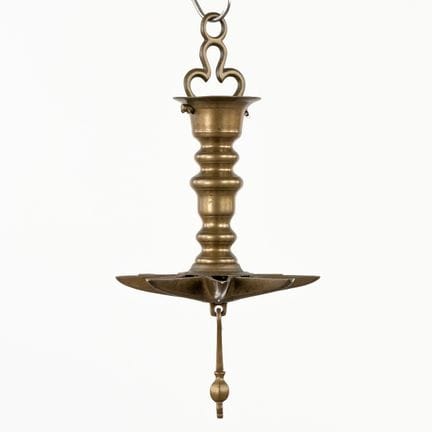Lampe de Shabbat suspendue ancienne, en bronze, XV