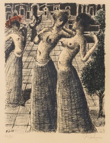 Paul Delvaux (1897-1994), « La Dance », une gravur