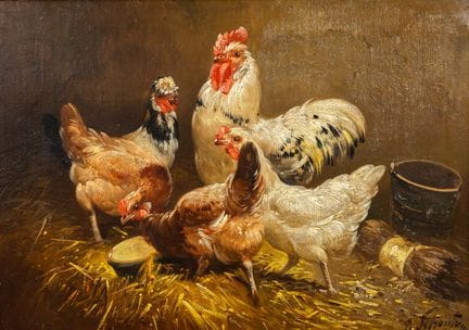 保罗·肖滕（1860–1922）《公鸡与母鸡》，布面油画。



布面油画。

右下角有签名。


