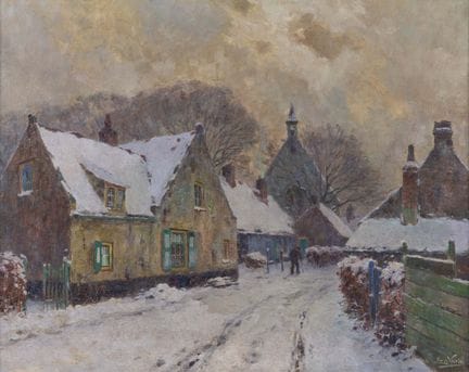 Emmanuel Vierin (1869–1954) 'Village View in Winte