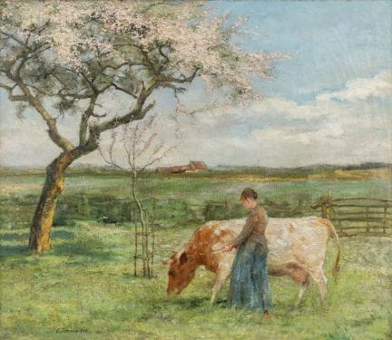 卡洛卢斯·特雷梅里斯（1858-1945）《樱花树下》，布面油画。



布面油画。

描绘了一名女