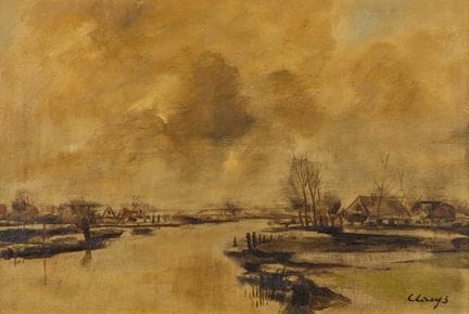 Albert Claeys (1889–1967) 'Winter River Landscape'
