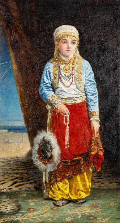 皮埃尔·朱尔斯·诺肯斯（Pierre Jules Neukens，1845–1922）《少女肖像》，