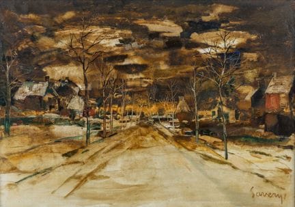 Albert Saverys (1886-1964) 'Street View in Latem',