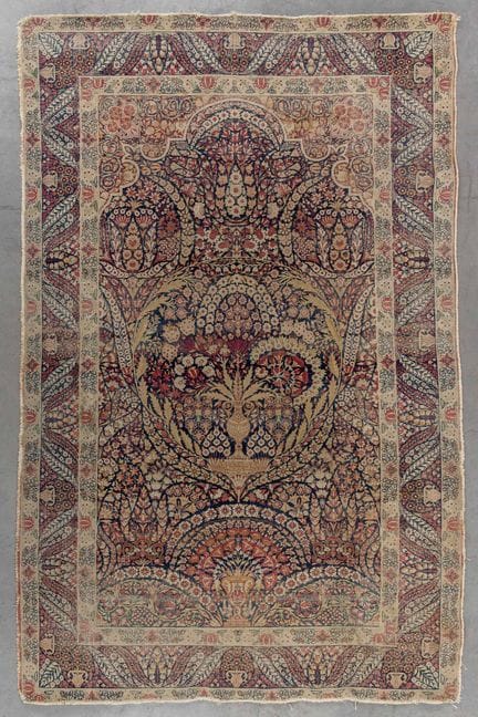 Tapis oriental ancien, tissé à la main, de Kirman,