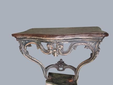 Console in legno modanato, intagliato e laccato di