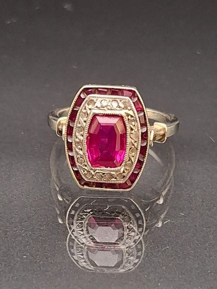 Bague Art déco en or gris 750 millièmes sertie d’u