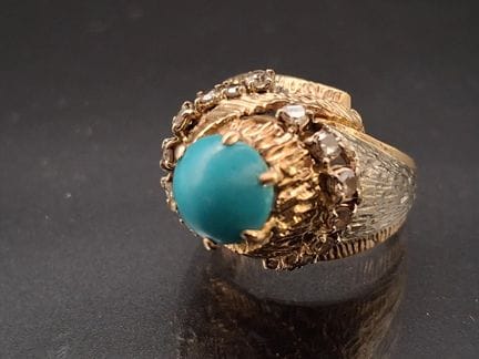 Bague en or jaune et gris 750 millièmes texturé, l