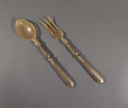 Posate da insalata, con manico in argento placcato