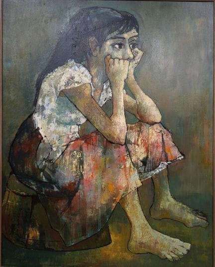 让·扬塞姆（1920-2013）
某位艺术家的女儿
布面油画，左下角有签名
90 x 72 厘米