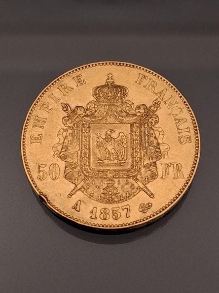 Pièce de 50 francs or Napoléon III, atelier de Par