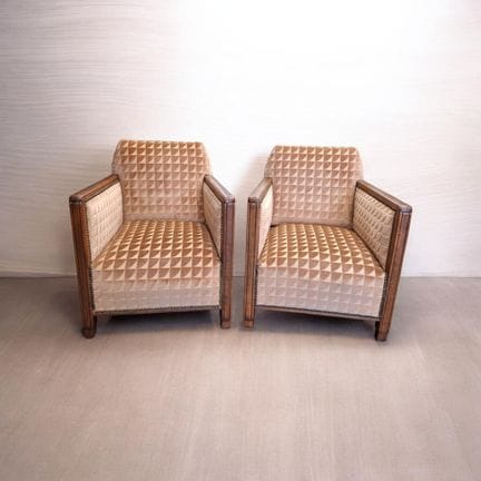 Paire de fauteuils en velours ciselé moderne à mot