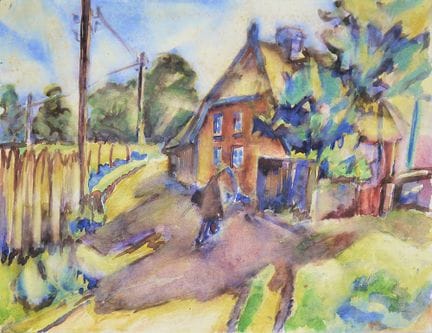 Franz M. Jansen, "Dorf mit heimkehrendem Bauer", A