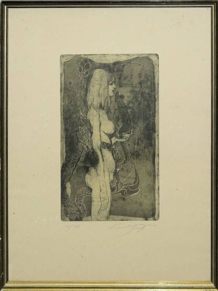 Ernst Fuchs, "Eva-Nymphe (Im Griff der Sphinx)", i