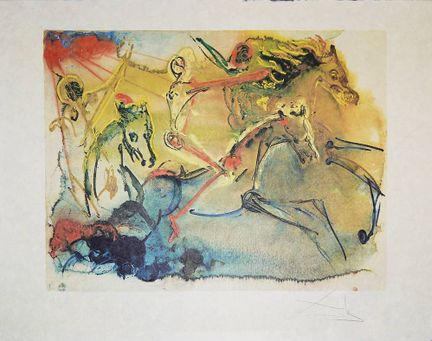 Salvador Dalí, I cavalieri dell'Apocalisse, litogr