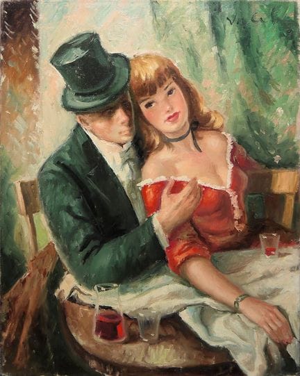 André Valet, Scène intime dans un café ou un bar, 