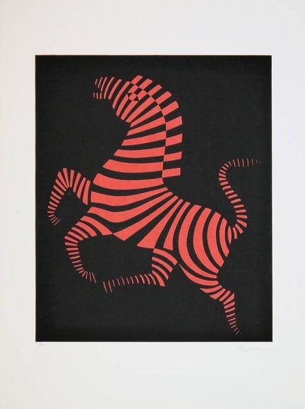 Victor Vasarely, Zèbre, sérigraphie en couleur sig
