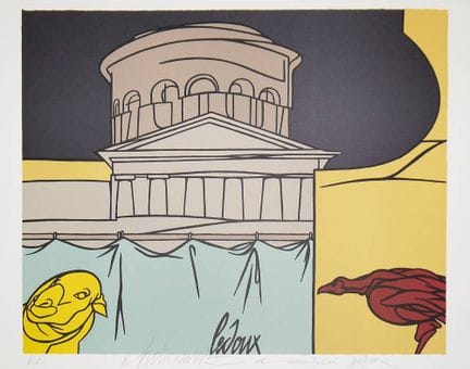 Valerio Adami, Ledoux e Statua, 2 litografie a col