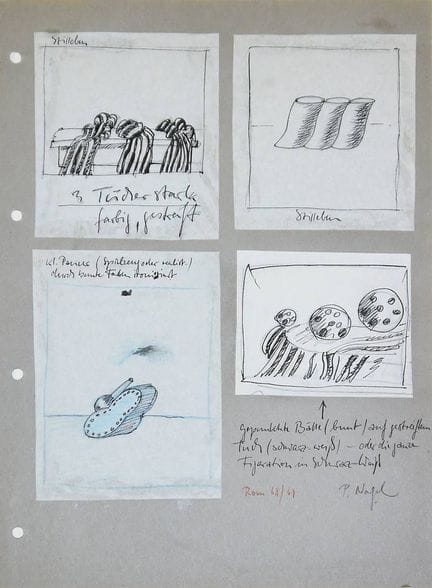 Peter Nagel, études de dessin, 6 petits dessins à 