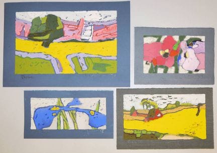 Klaus Fußmann, Fiori e paesaggi, 4 linoleografie a