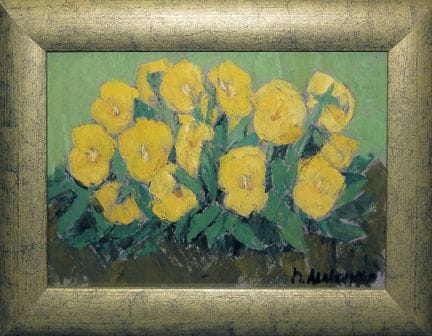 Helga Mehringer, 3 natures mortes florales, gouach