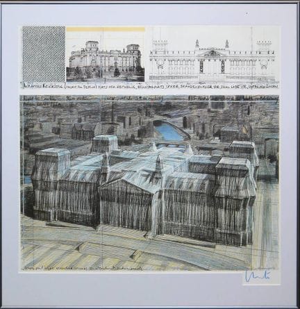 Christo, "Wrapped Reichstag", grande litografia a 