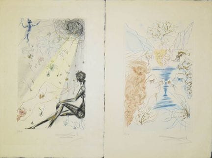 Salvador Dalí, 2 incisioni a colori firmate con po