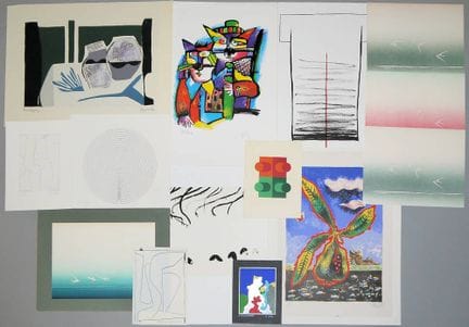 Petit ensemble d'œuvres graphiques comprenant 14 p