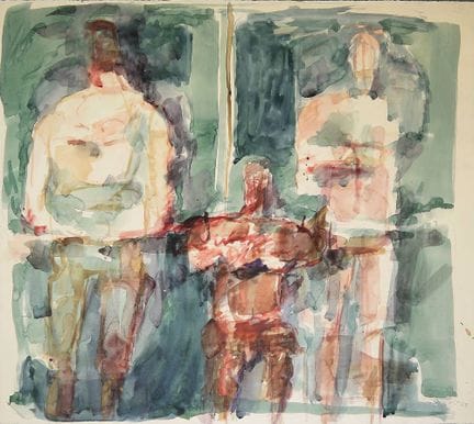 Klaus Arnold, Figure, grande acquerello firmato de