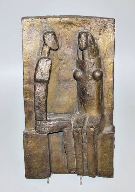 Manfred Kieselbach, Couple assis, relief en bronze