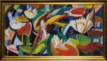 Will Sohl, Nénuphars, peinture à l'huile, encadrée