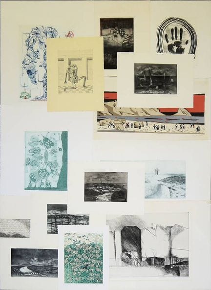 Petit ensemble comprenant 13 gravures à l'eau-fort