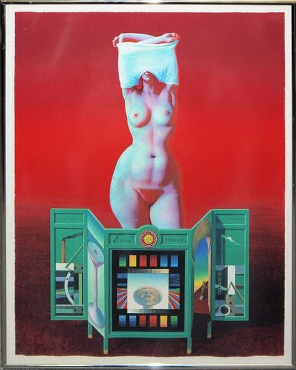 Rudolf Hausner, "Eva's Paravant", litografia a col
