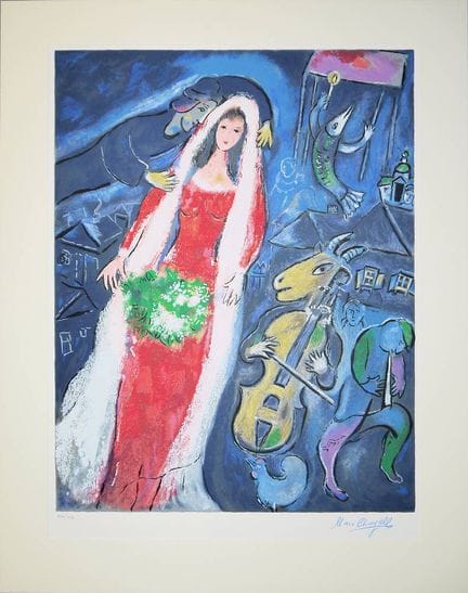 Marc Chagall, "Les Maries Au Village", grande seri