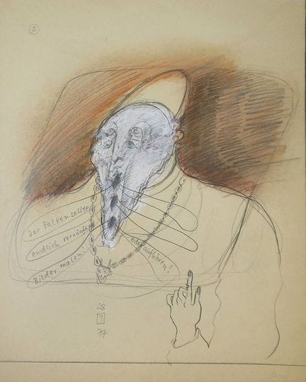 Herbert Falken, "Hommage à Bacon", Papst, disegno 