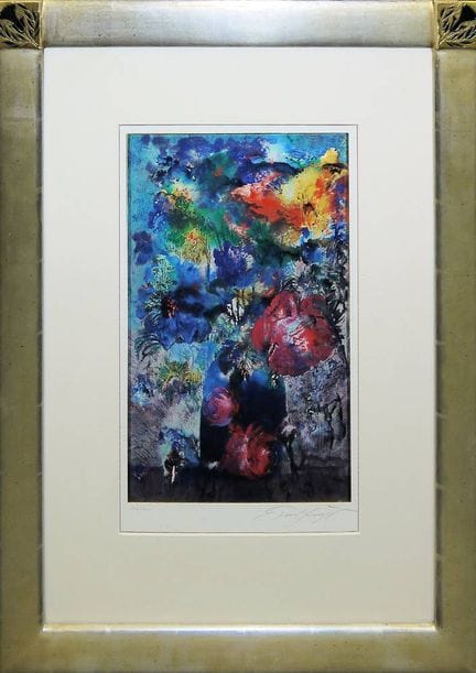 Ernst Fuchs, Mazzo di fiori variopinti in un vaso 