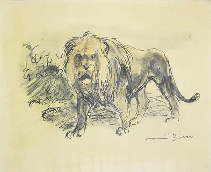 Otto Dill, due disegni con leoni e 2 litografie
Ot