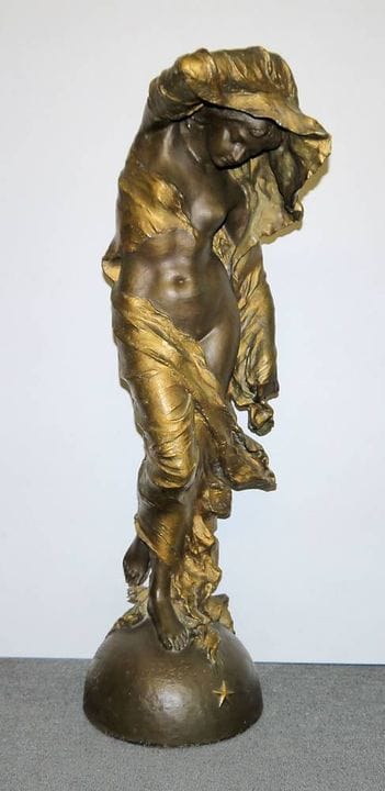 Grand nu dansant au voile, vers 1900, stuc bronzé,