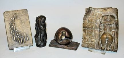 4 sculture/rilievi in bronzo di scultori di Darmst