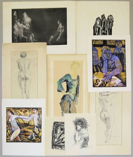 Succession : 9 œuvres sur papier et gravures, nota